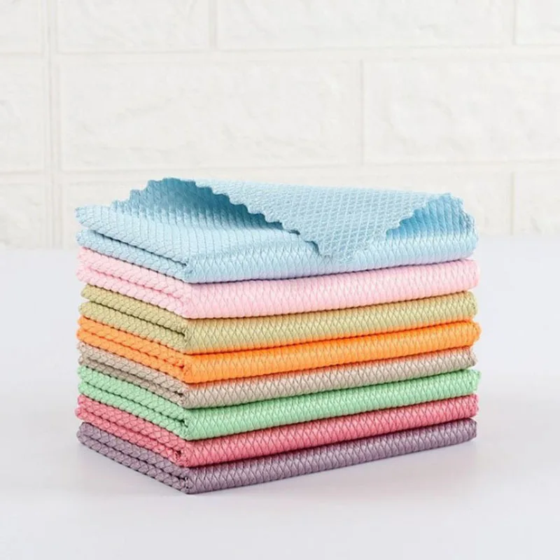 

Kitchen Bathroom Home Cleaning Cloth Fish Scale Pattern Scouring Pad To Clean Without Trace Window Washer Gadgets