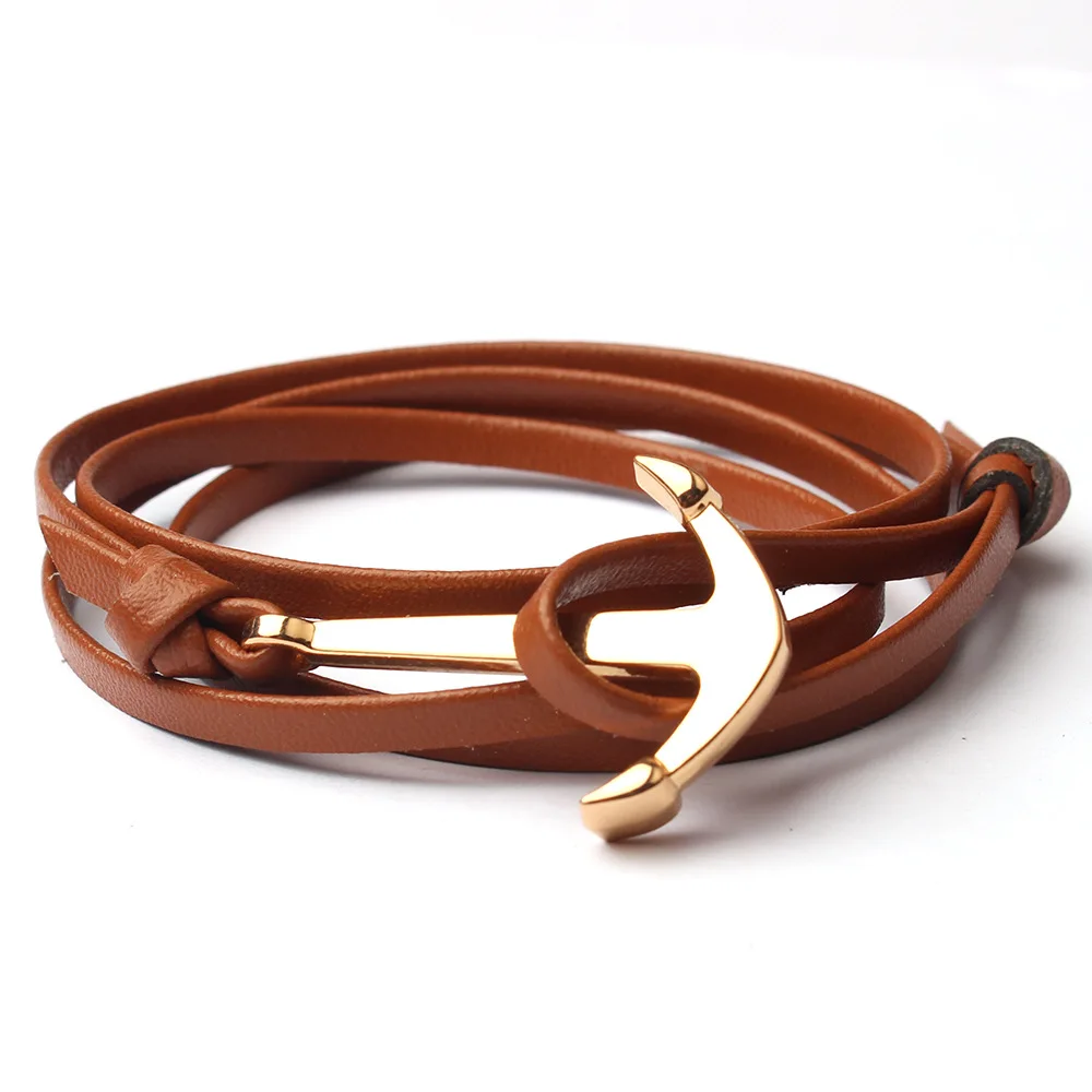 Роскошные брендовые золотые браслеты с якорем ручной работы для мужчин и женщин