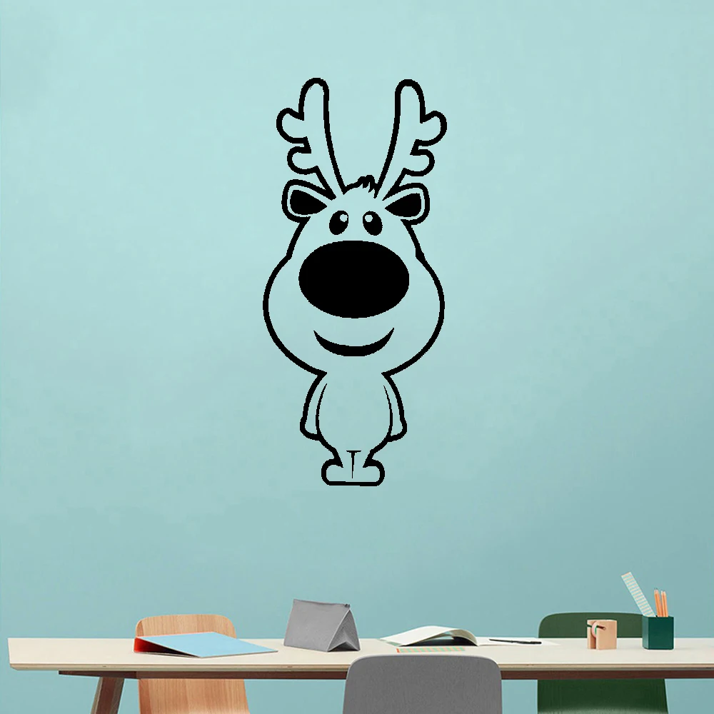 

Xmas Wall Stickers Big Nose Reindeer Shop Window Glass Decor Merry Christmas Decorations For Home Festival Vinyl Mural Decals