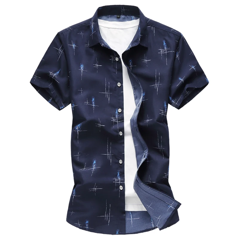 Модная мужская одежда повседневная рубашка с короткими рукавами белая небесно