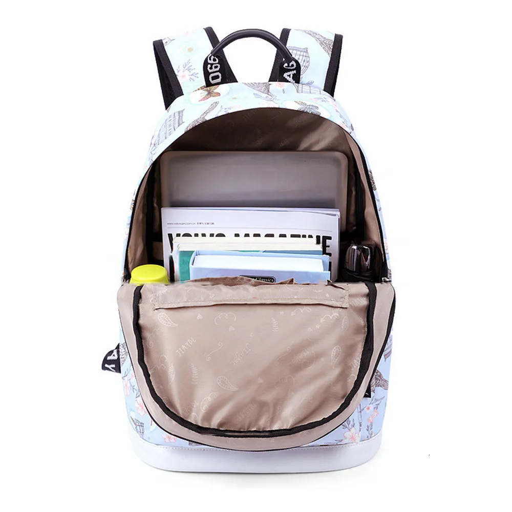 Floral Style Fashion Cute Cartoon Korean Girl Large Capacity Backpack Casual Joker Travel Bag Fresh Leisure School Bag