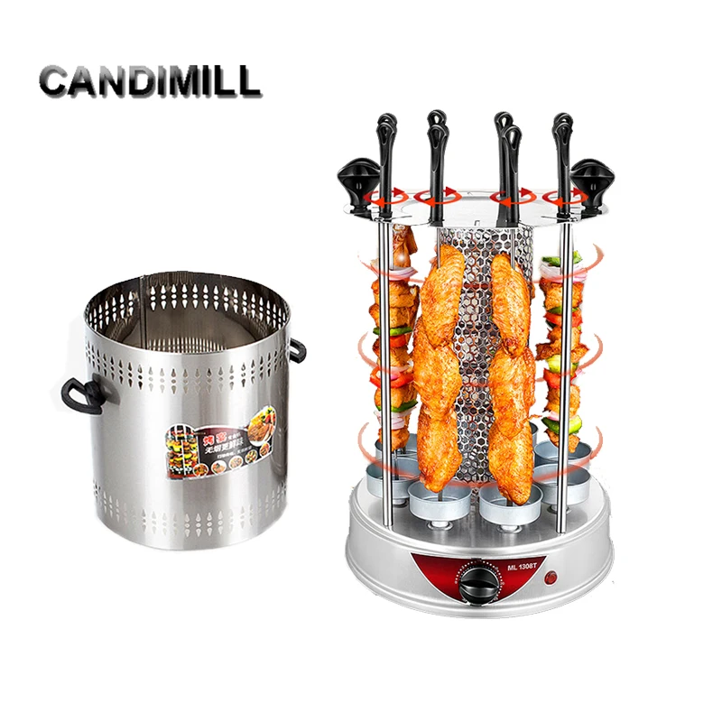 CANDIMILL 220V Electric BBQ Grill Household Rotisseries Smokeless Rotating Roast Lamb Skewers Machine
