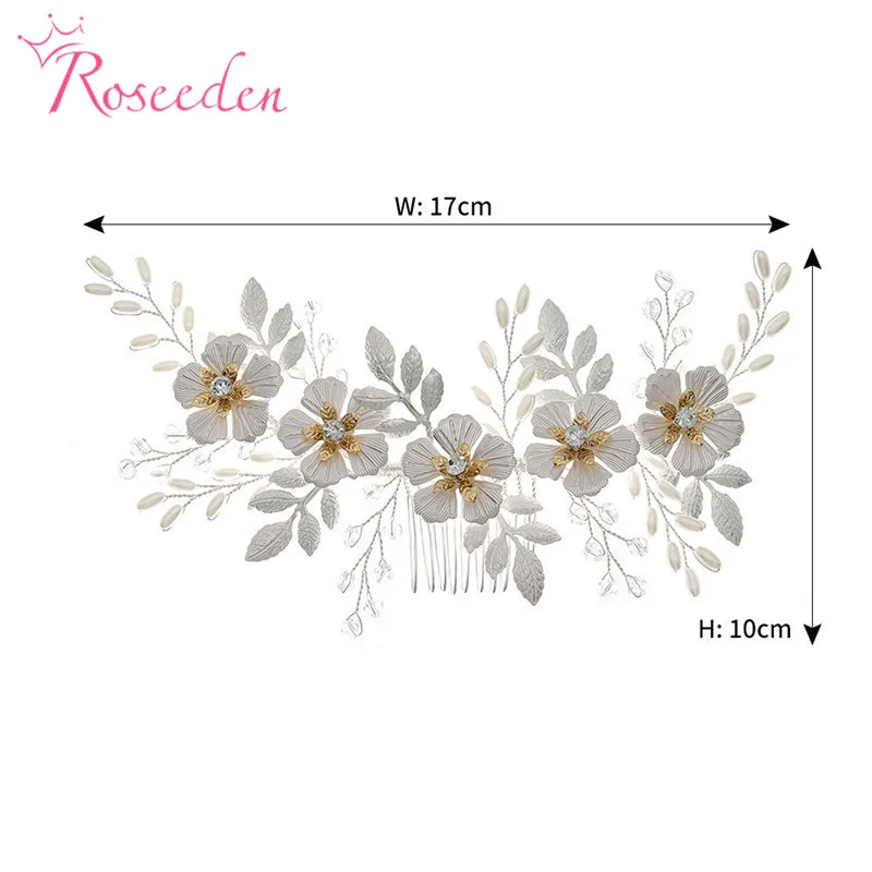 

Silver Color Flower Elegant Bridal Long Hair Comb Bridesmaid Hair Accessories Wedding Hair Jewelry RE3925