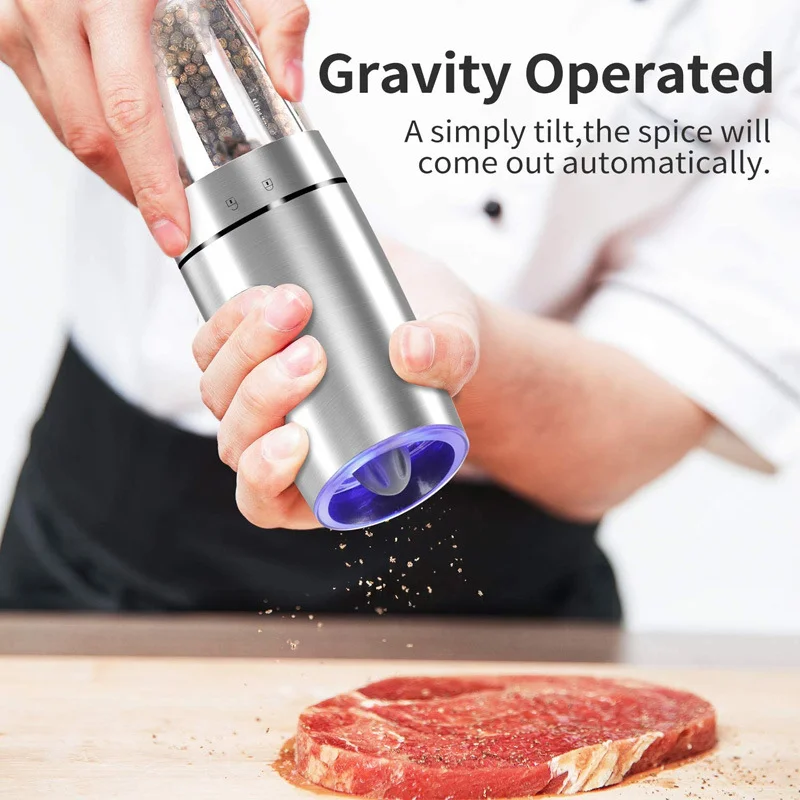 

Electric Pepper Mill Stainless Steel Automatic Gravity Induction Salt and Pepper Grinder Kitchen Spice Grinder Tools