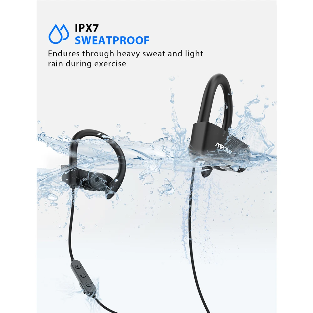 Mpow D9 Bluetooth 5,0 Aptx Беспроводной спортивные наушники с IPX7 Водонепроницаемый Шум микрофон с функцией шумоподавления 18 часов проигрывания для бега