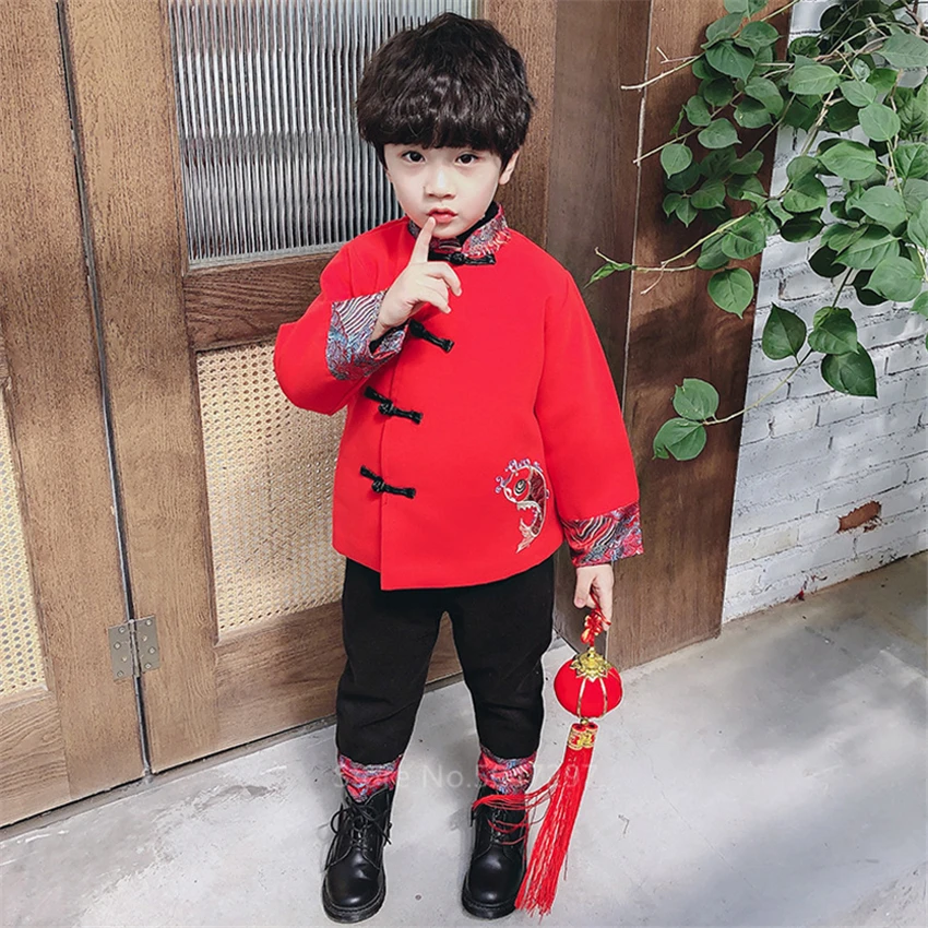 Китайский топ Детский костюм Тан искусственная толстая одежда Hanfu для маленьких