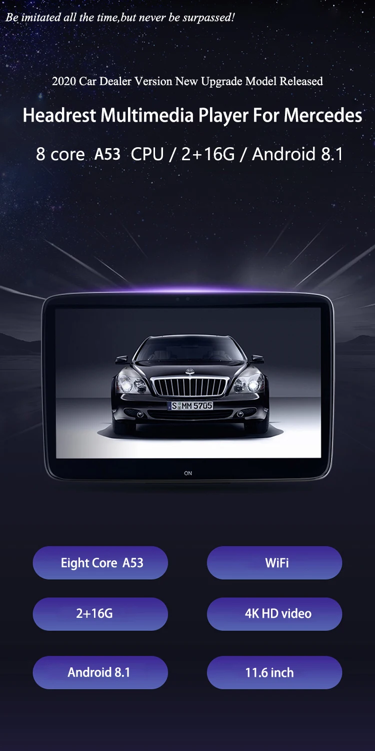 11,6 дюймов 1920X1080 4K HD полный сенсорный экран Android 8,1 Автомобильный подголовник монитор для Mercedes заднего сиденья развлекательная система