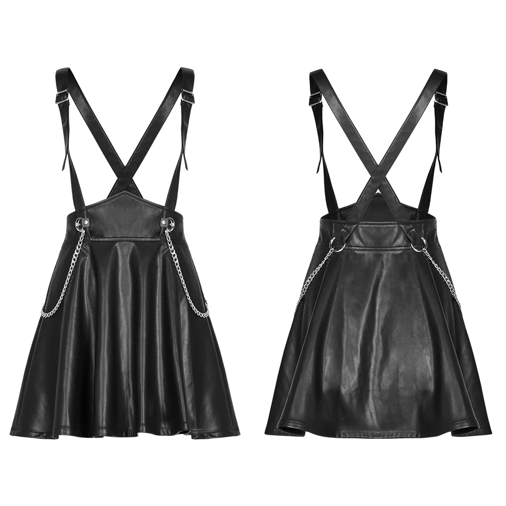 Женская короткая юбка в стиле панк-рейва из искусственной кожи с металлической