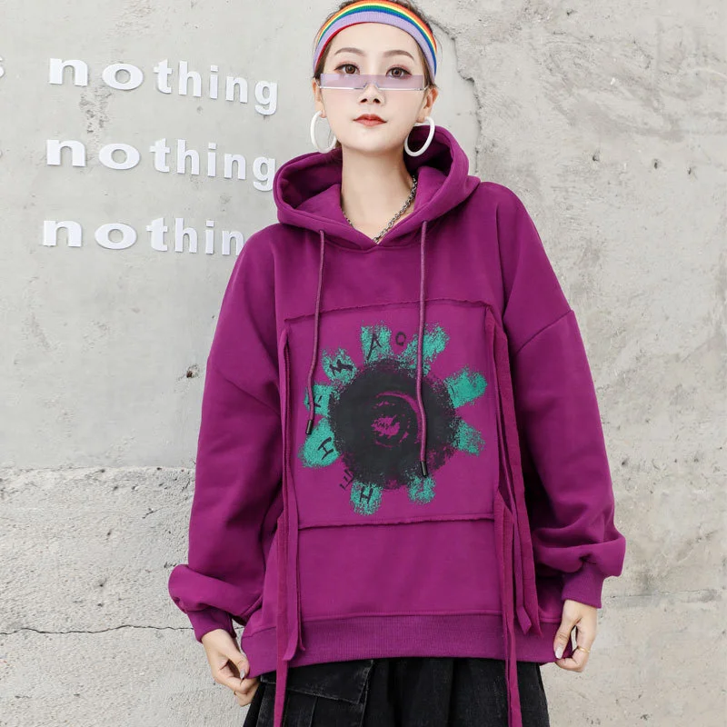 

Autumn 2021 Large Size Women's Hooded Pullovers For Female Solid Color Hoodies Long Sleeves Fashion Tops Spring Clothes