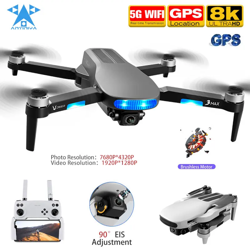 

ANTINIYA GPS Quadcopter 8k HD Wide Angle Camera Drone Profesional Aerial Photography Brushless Motor RC Helicopter VS SG108 ToyS