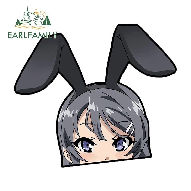 

EARLFAMILY 13cm For x 11.6cm Bunny Girl Senpai Peeker Anime Car Stickers Sunscreen Decal Laptop Windows Waterproof Decor
