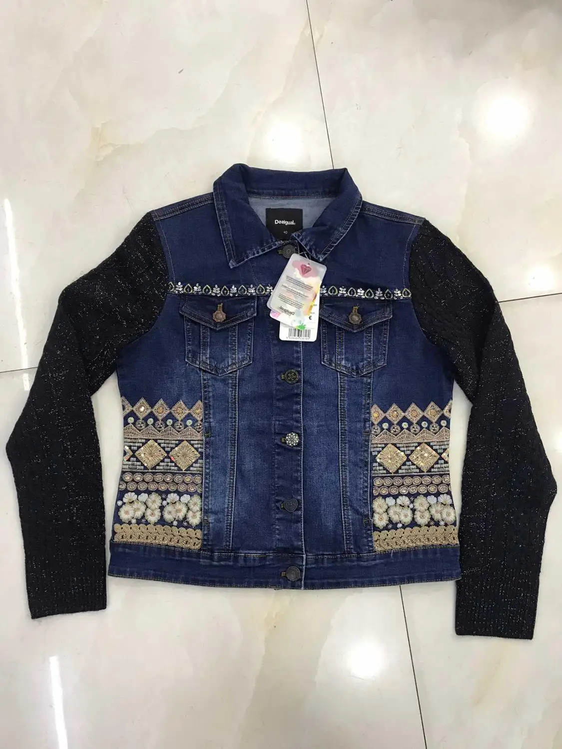 10 34-46 Испанский DEG Mini leader, короткая куртка на молнии с вышивкой, три варианта - Color: 10 34-46