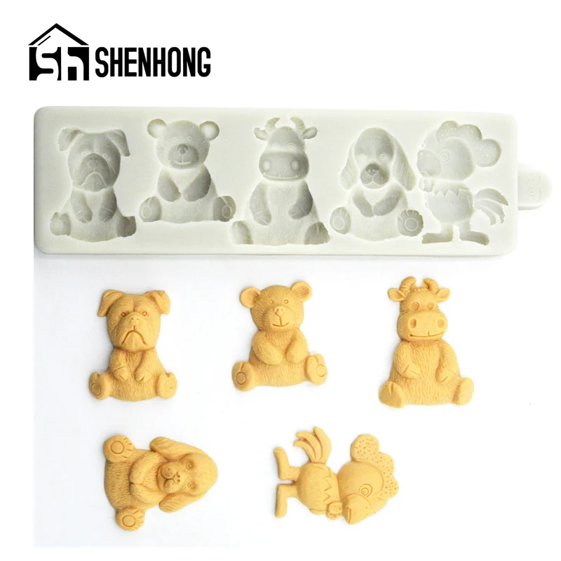 Силиконовая форма SHENHONG для выпечки в виде собаки медведя коровы курицы помадки