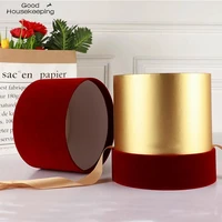 florist hat boxes red velvet cloth round box candy boxes gift box packaging boxes for gifts christmas flowers gifts living vase