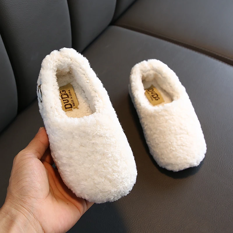 Детская обувь для девочек кроссовки малышей зимние плюшевые теплые однотонные