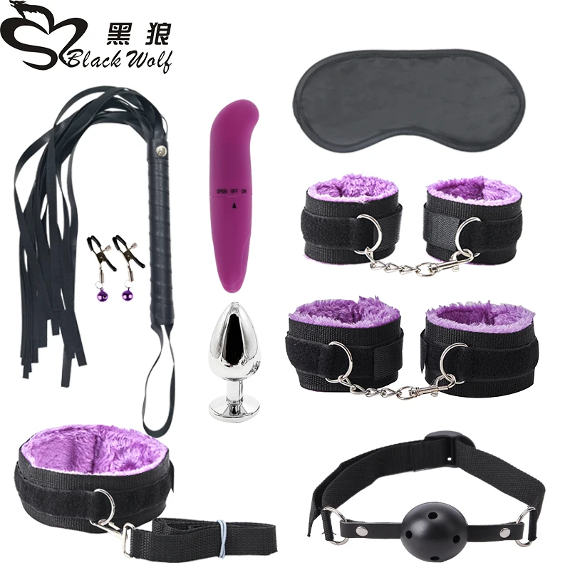 Новые секс игрушки для женщин БДСМ Связывание набор воротник зажимы сосков кнут