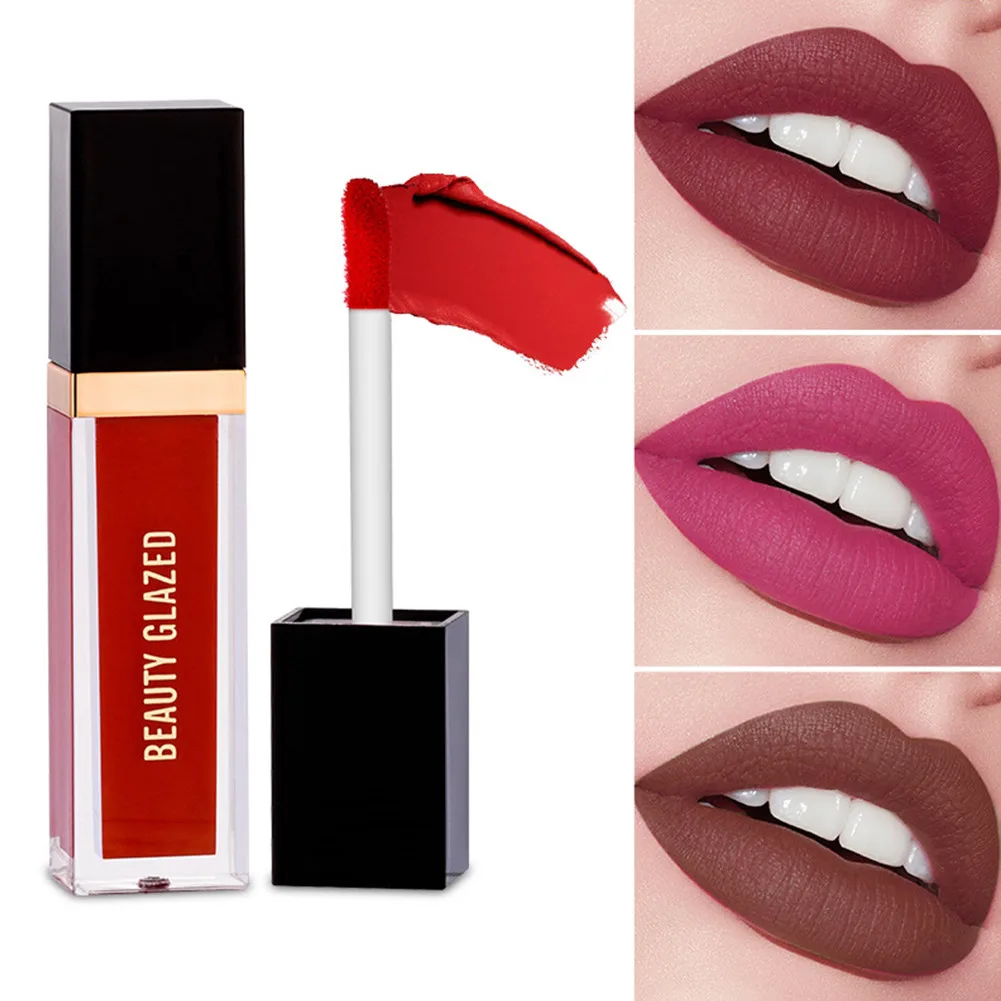 BEAUTY GLAZED Matte Non Sticky Moisturizing Lasting Liquid Lip Gloss Lipsticks |