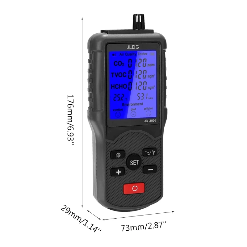 

CO2 Meter TVOC HCHO Carbon Dioxide Detector Temperature CO2 Air Quality Analyzer T8WE