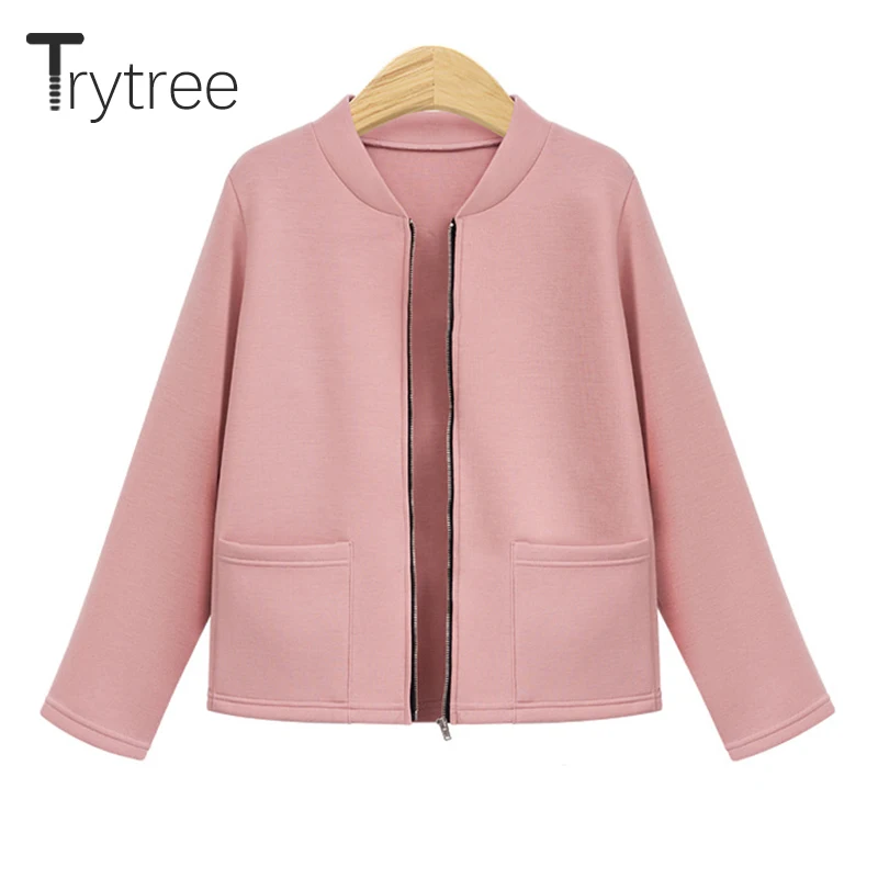 Trytree/2019 осенне зимнее женское повседневное однотонное пальто из полиэстера 3