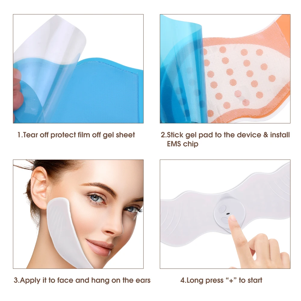 

EMS Facial Machine Facial Muscle Stimulator V-type Facial Slimming Exerciser EMS Massager Facial Skin Lifting with Gel Pad