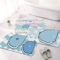 cute jinbesan printed flannel floor mat bathroom decor carpet non slip for living room kitchen welcome doormat