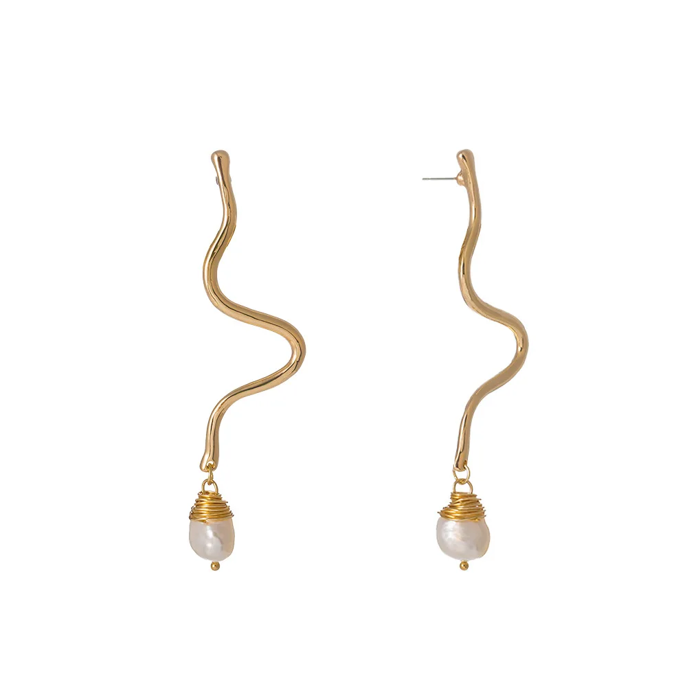 

HAWSON Long Irregular Stripe Drop Earrings Dangle Fashion Natural Pearls Women Girls Earring for Gifts