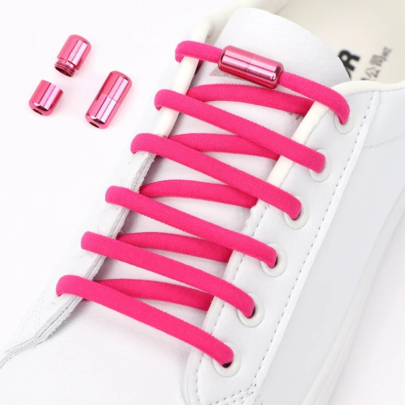 

Aluminum capsule lock Shoelaces Elastic No Tie Shoe Laces For Kids Adult Sneakers Quick Shoelaces Semicircle Shoelace Lazy Laces