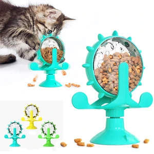 Funny Pet Cat Turntable Toy 360 Rotating Windmill Interactive Training Teasing Puzzle Exercise Play Game Feeding Device