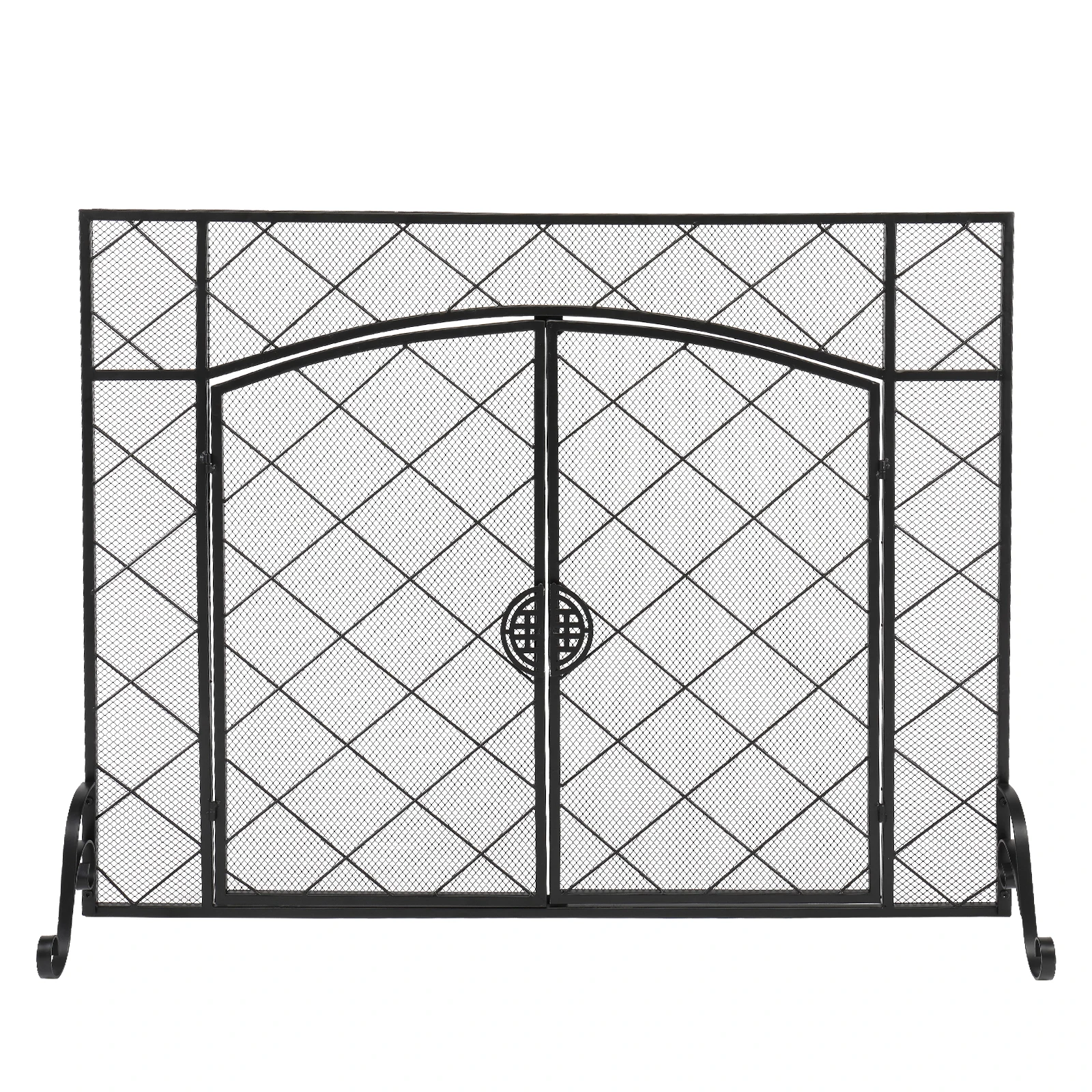 

Каминный экран, тонкая линия, Ромб, маленькая сетка, украшение, двойная дверь, Фотофон 111x13x84 см [US-Stock]