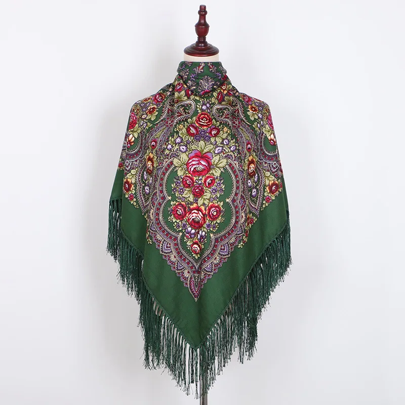 Роскошная печать больших квадратных одеял Русская женская свадебная шаль в