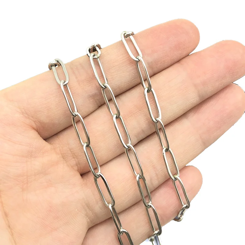 

1Meter 4 Sizes Stainless Steel Flat Oval Chains Link For DIY Bracelets Necklace Ankle Jewelry Making Findings Accessories