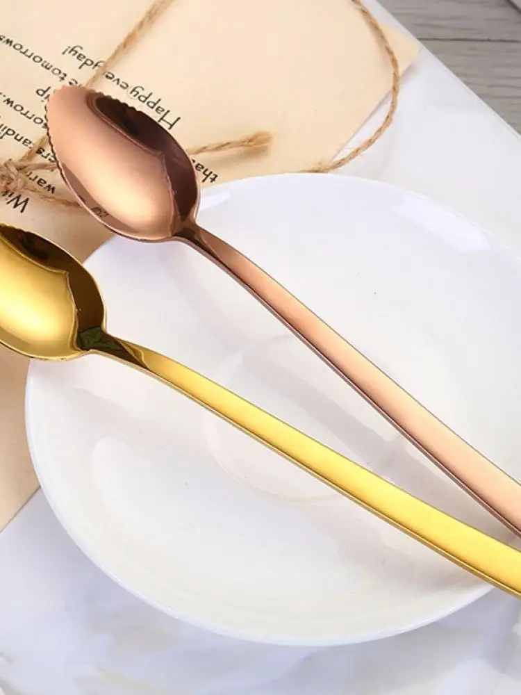 Красочные Нержавеющая сталь кофейная чайная ложка перемешивание для мороженого