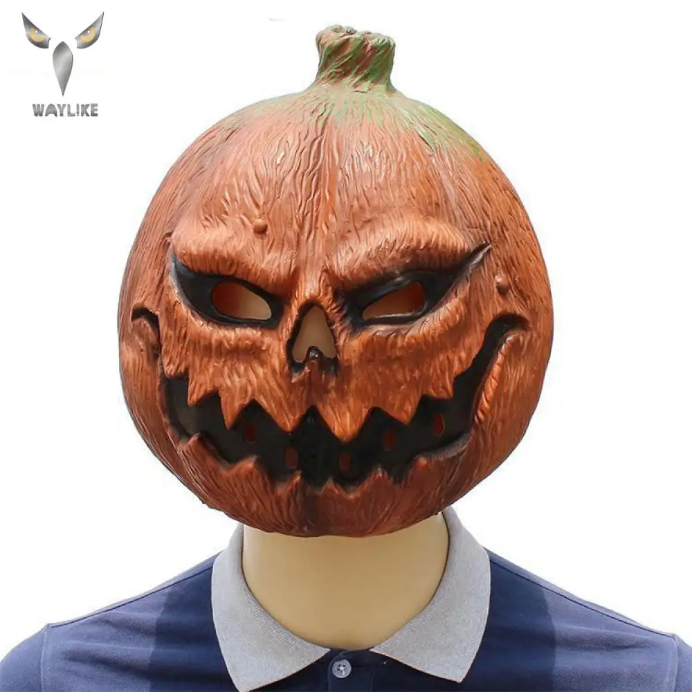 WAYLIKE Halloween Pumpkin Head Spoof Latex Mask Adult Party Costume Mask Horror Carnival Cosplay Party Props