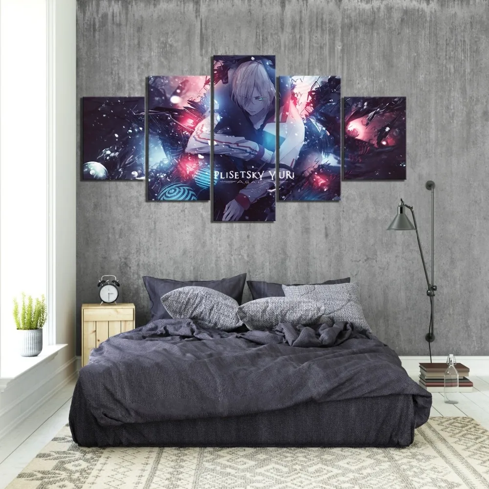 Canvas Painting Prints Home Decor 5 Panel Yuri Plisetsky YURI On ICE Anime Cartoon Wall Art Modular Pictures Posters Living Room | Дом и сад