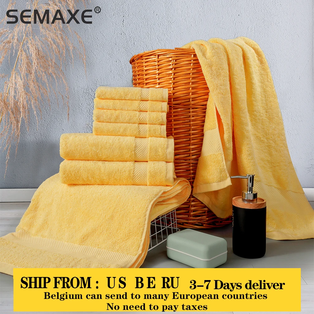 aliexpress - SEMAXE Luxury Bath Towel Set,2 Large Bath Towels,2 Hand Towels,4 Washcloths. Cotton Highly Absorbent Bathroom Towels (Pack of 8)
