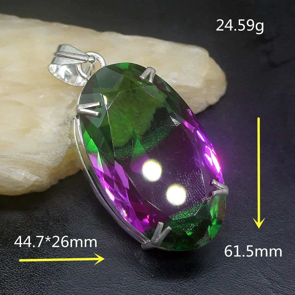 Геммологическая фабрика ювелирных изделий - большая акция по серебру 925 карат солитер - модное стекло дихроическое - женский подарок - ожерелье с подвеской 1091 на.