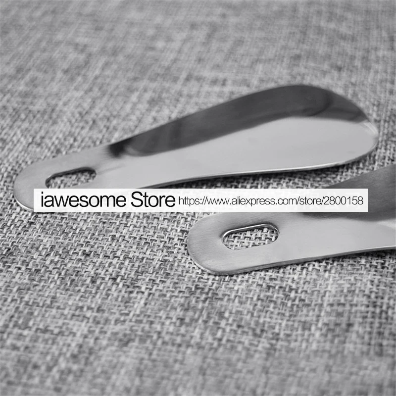 Черный рожок для обуви металлический прочный брелок из натуральной кожи 10 см