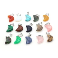 2 pcs natural stone pendants crescent crystal agates turquoises stone charms for making jewelry women necklace bracelet earrings