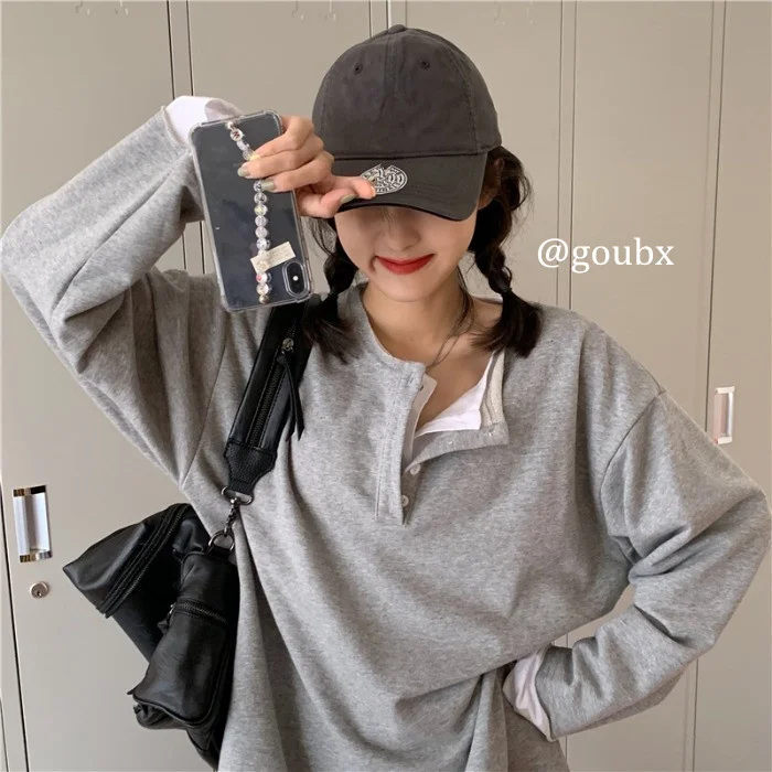 

Design Sense Niche Fake Two-Piece Frayed Sweater for Women 2021 Spring and Autumn New Korean Style Loose Long Sleeve Top Fashion