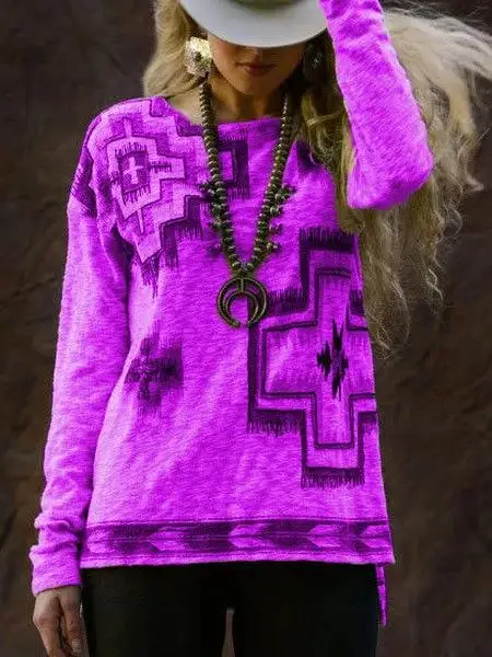 

New women's autumn long sleeve T-shirt digital irregular positioning printing