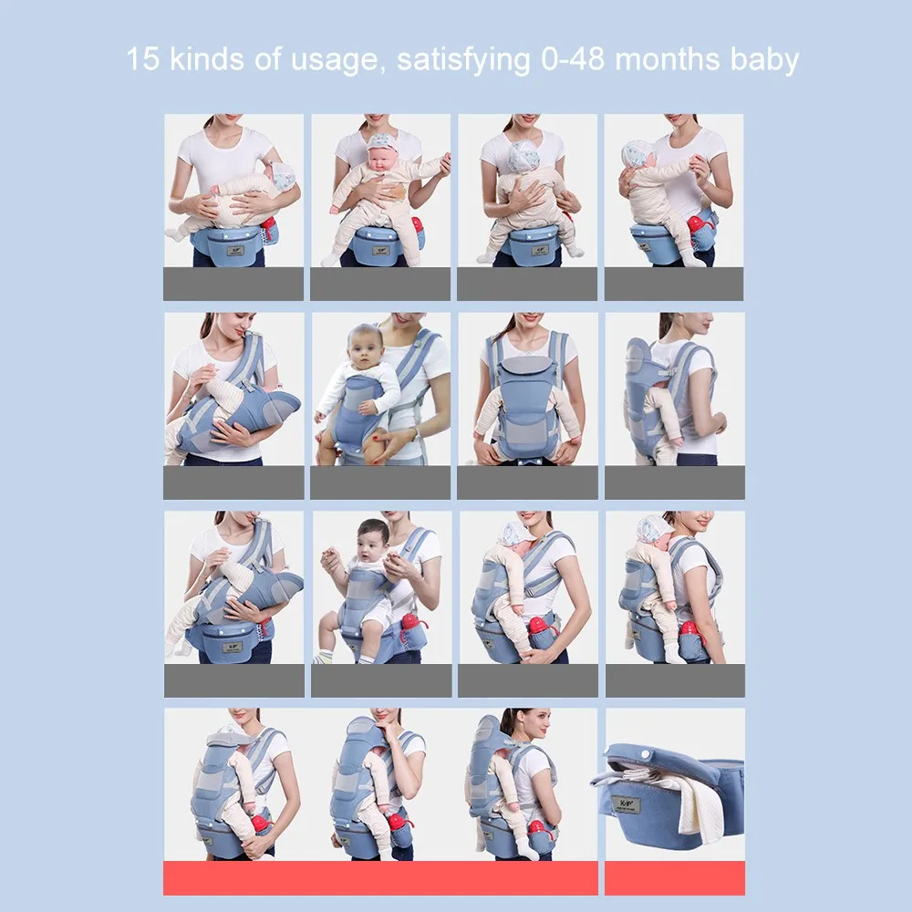

VICIVIYA 3 In 1 Baby Carrier Ergonomic Infant Kid Baby Hipseat Sling Kangaroo Baby Wrap Carrier Large Capacity Storage Bags