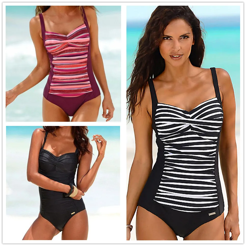 Слитный купальник женский классический винтажный стройнящий купальный костюм с