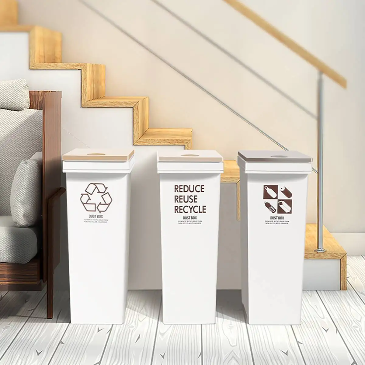 24/36L Kitchen Sorting Waste Bin Home Corner Garbage Bucket Floor Standing Space Saving Wet Dry Sorted Trash Can With Wheels | Дом и сад