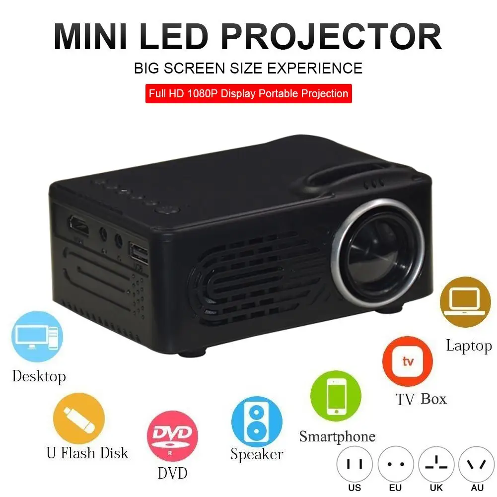 

Mini LED Projector Portable HD 1080P Multimedia Home Cinema Theater Video Projector Manual Focus Adjusting For Home Theater