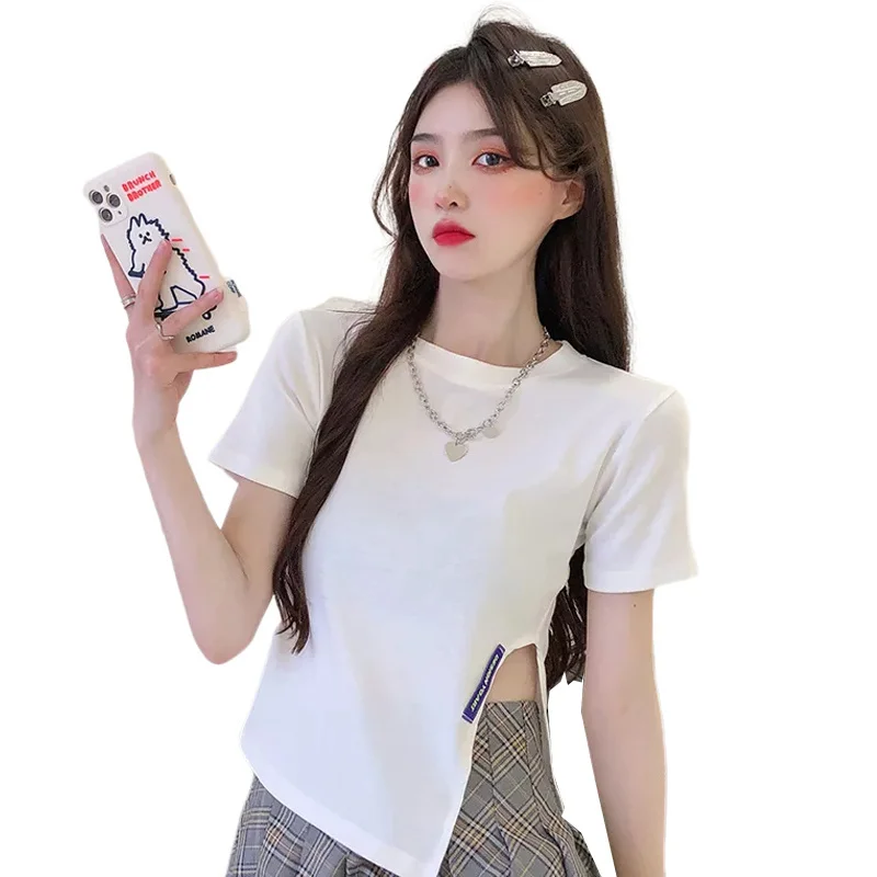 Хлопковая футболка с коротким рукавом Новинка лета 2021 смешные футболки в стиле