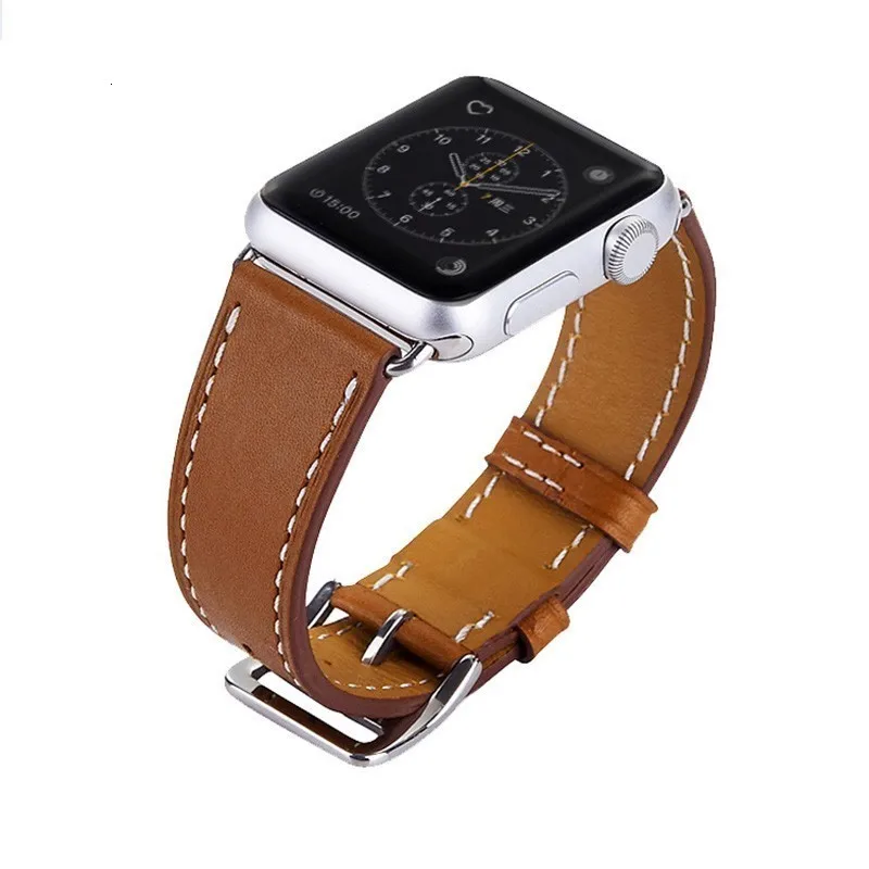Ремешок из натуральной кожи для Apple Watch 44 мм серия 5 4 3 2 Аксессуары для всех версий 42 мм ремешок 38 мм Замена браслета 40 мм