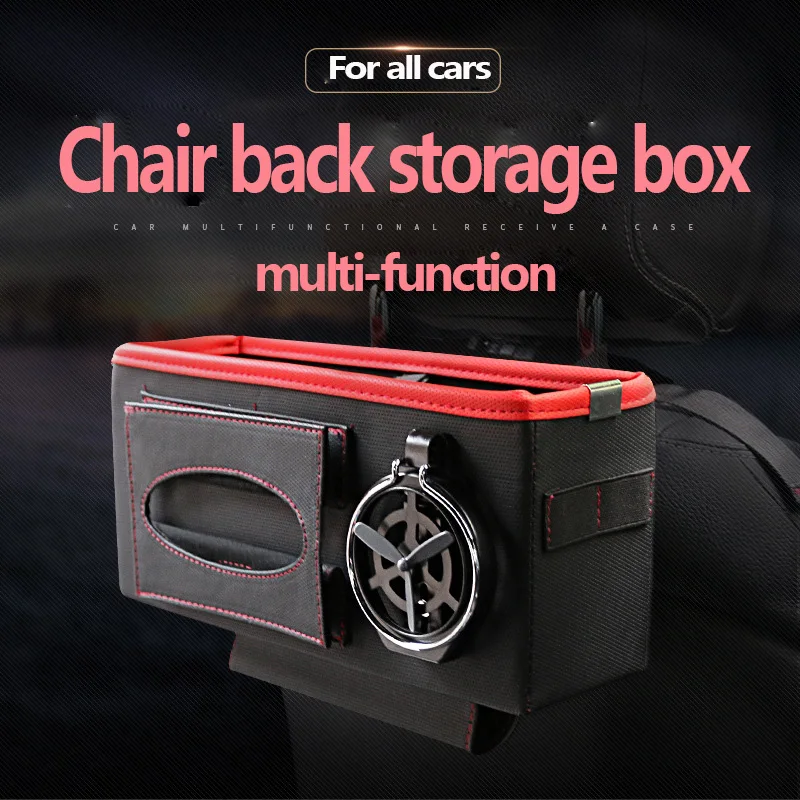 

Chair back storage box Rear Hanging Water Cup Holder Tissue Dispenser Multifunctional pu Leather Bag Storage Box basura auto