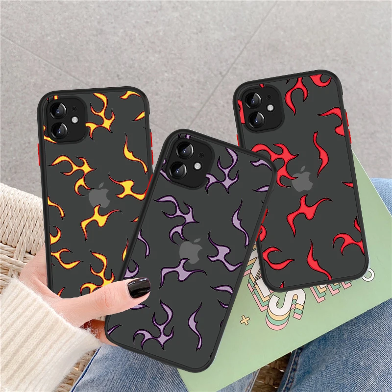 

Phone Case For iPhone 12mini 11 Pro Max X XS XR Fashion cool flame candy Matte Hard PC Back Cover For iPhone SE2 6 7 Plus 8Plus