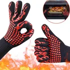Одна пара перчаток для барбекю и гриля, термостойкие перчатки, силиконовые Нескользящие перчатки для готовки, выпечки, барбекю, духовки, огнестойкие аксессуары для барбекю