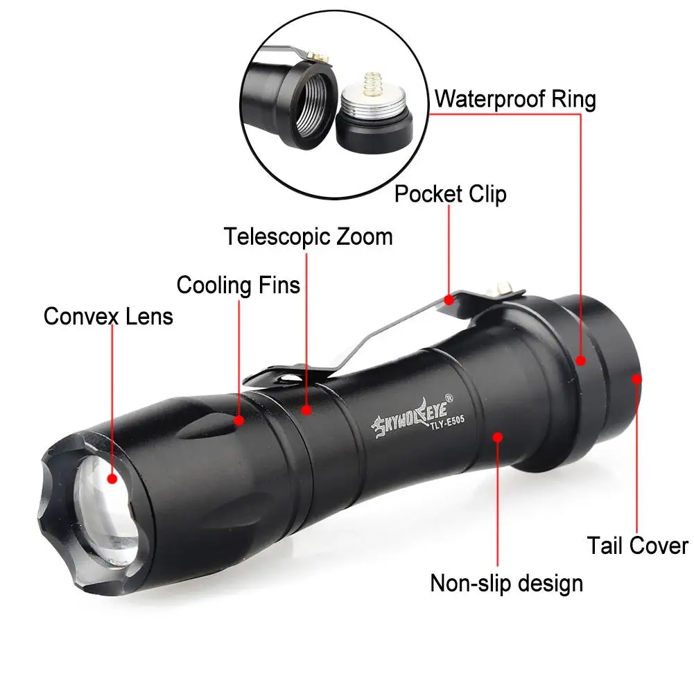 Светодиодный тактический вспышки светильник Масштабируемые 2000LM 3 режима фонарь